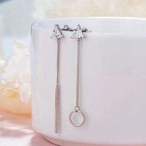 100% 925 Silver Shining CZ Asymmetrical Earrings